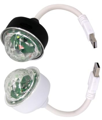 ROMISBABA Mini Luce da Discoteca a LED USB 2 Pezzi Sfera Rotante Colorata Attivata dal Suono Luce Decorativa per Auto Casa Festa e Club