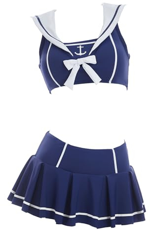 daizbella Women's Bikini Sets 90's Retro Vintage Sailor Style High Waisted Two Piece Swimsuit with Matching Headband Blue