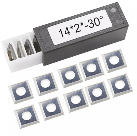 SPORTARC Lot de 10 fraises carrées en carbure de tungstène - 14 mm x 14 mm x 2 mm - Angle de coupe de 30° - Pour bois, MDF, contreplaqué, HDF, panneaux de particules
