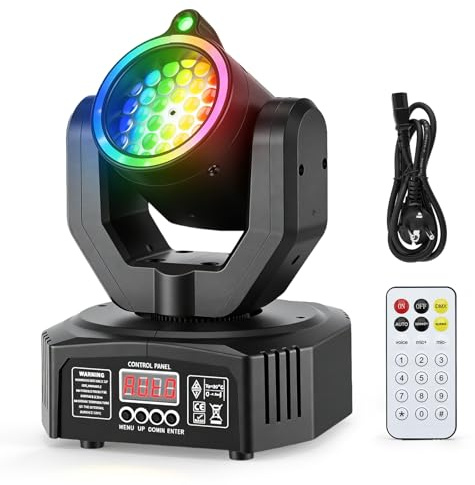 4-in-1 Moving Head Discolicht Partylicht 30W Mini LED Beam, Lichteffekte (RGBW + 50mW Green Laser) mit Fernbedienung & DMX512, Sound aktiv Master/Slave – Perfekt für DJ Hochzeit Party Bühnenshow