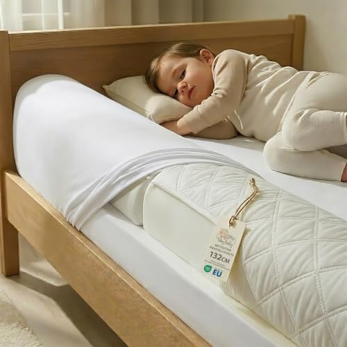 Hopfällbar sänggrind – 132 cm Baby Resa Fallskydd Sängskydd för barnsäng Barn Fallskydd Bäddrulle Skumskydd Falla ut Oeko-Tex