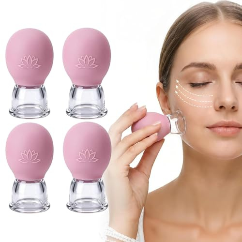 Vasos De Masaje, Ventosas, Vasos De Silicona Para Masaje, Juego De 4 Vasos De Silicona, Rosa, Altura 5 Cm, Diámetro 3 Cm, Terapia Muscular