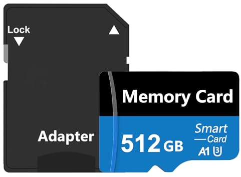 Tarjetas SD de 512 GB con Adaptador, Alta Velocidad Memory Card, Gran Capacidad Portátil TF Card para Gopro Cámara Teléfonos, Smartphones, Drones, Tabletas