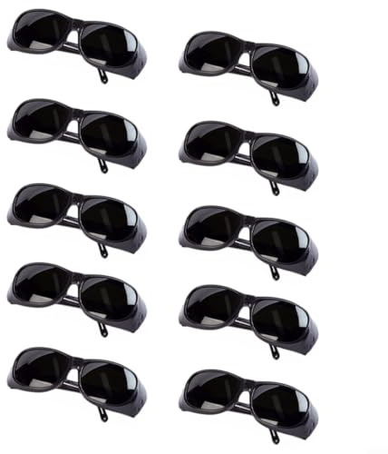 10 Pezzi Occhiali di Protezione per Saldatrice con Oscuramento Automatico, Antiurto e Antivento, Design Ampio per Protezione da Liquidi e Scintille, per Saldatori, Nero/Grigio (black)