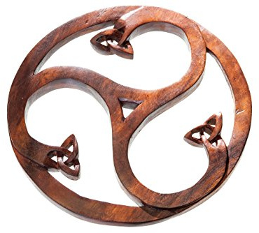 Windalf Keltische Triskele Wanddeko aus Holz 23 cm Triskelion Symbol | Knotenmuster, Pagan Deko, Mittelalter & Wikinger Stil