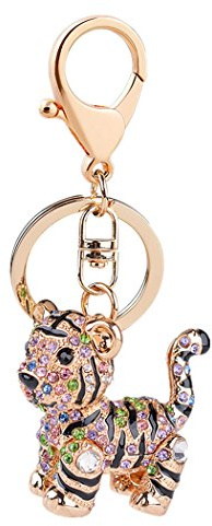 Schlüsselanhänger, niedlicher Tiger, Metall, glitzernde Kristalle, Strass, Schlüsselanhänger für Handtaschen, Schlüsselanhänger, bunt, Einheitsgröße, Modern