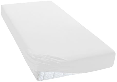 TM MAXX Jersey Spannbettlaken für Baby und Kinder mit Öko-Tex Standard (Weiß (001, 140x200) Matratzenhöhe bis 30 cm, Spannbetttuch aus 100% Baumwolle