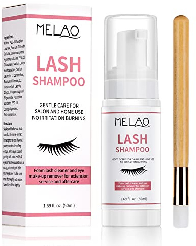 Wimpern Shampoo, Wimpernshampoo für Wimpernverlängerung, Lash Foam Cleanser für Salon und Heimgebrauch, Paraben- und Sulfatfrei (50ML, 1,69 fl oz)