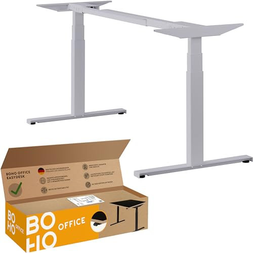 boho office® EASYDESK Line elektrisch stufenlos höhenverstellbarer Schreibtisch mit gratis APP-Steuerung, hochsensiblen Kollisionsschutz und Soft-Start/Stop – Easydesk Silber