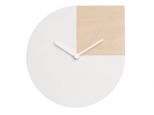 Generico 25 cm Piccolo orologio da parete silenzioso personalizzabile come bianco e legno naturale Particolari orologi a muro per sala Design italiano elegante e originale