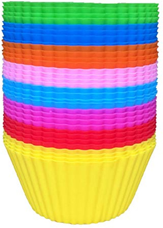 Gemini_mall Cupcake Molds, Reusable Silicone Baking Cases Baking Cups Muffin Molds Moulds Random Color 24pcs
