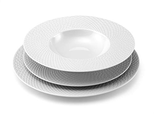 Médard de Noblat - Service vaisselle - Sherane - Porcelaine - Lot de 18 assiettes - Blanc
