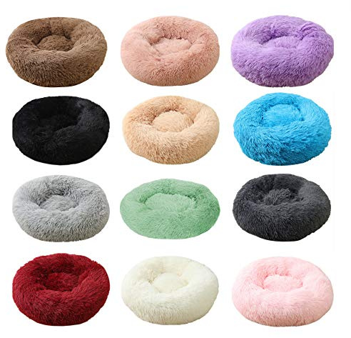 Hundebett Donut, Katzenbett Hundesofa kuschelige Hundekissen Rundes Plüsch, Hundekörbchen flauschig weich waschbar für Grosse mittlere kleine Hunde