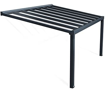 Canopia by Palram Terrassenüberdachung Alu Stockholm 3.4X5.2 Polycarbonat Hohlkammerplatten Pergola 515 x 341 cm Grau zur Überdachung ihrer Terrasse