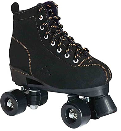 MYAOU Rollschuhe Damen Quad Rollschuhe für Herren Rollschuhe Unisex Schuhe Mit Rädern Retro Rollschuhe, Schwarz