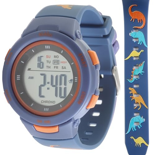 Kiddus Digitaluhr Kinderuhr für Jungen und Mädchen ab 3 Jahren - LED Armbanduhr mit Stoppuhr, Wecker und Licht - Stoßfest Wasserdicht