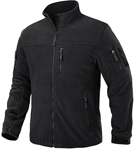 TACVASEN Fleece Jacket Men Full Zip Winter Warm Work Outdoor Coat Black M