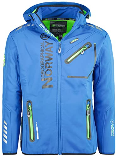 Geographical Norway Royaute Män Distribrands - Vattentät softshelljacka för män - utomhusjacka med huva som andas - taktisk vinterbeständig vindjacka, XL