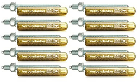 Isolbau Verbundanker Set - Verbundankerpatrone styrolfrei V16 + Ankerstange verzinkt M16 x 260 - ETA/ETAG Zulassung - 10 Stück