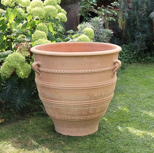 Palatina Werkstatt 100% handgefertigter Terracotta Pflanzkübel XXL Rosa 80cm aus Griechenland - Exklusive & natürliche Atmosphäre für Ihren Garten & Zuhause