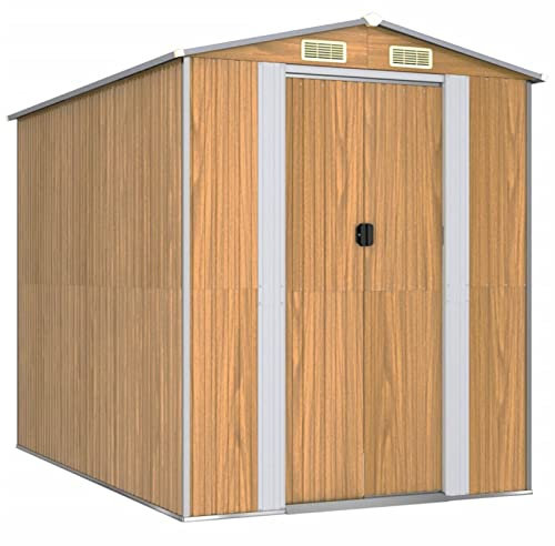 ZHOUMIN Geräteschuppen, Gerätehaus, Fahrradgarage, Gartenhütte, Fahrradunterstand, Gartenhäuschen, Garten Hütte, Fahrrad Unterstand, Hellbraun 192x274x223 cm Verzinkter Stahl
