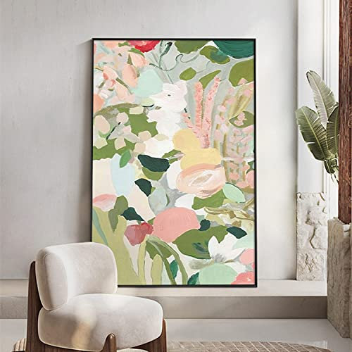 Acrylbilder Auf Leinwand Handgemalt, Grüne Pflanze Blumenstrauß Sommer Abstrakte Kunst Moderne Kunstwerke Rahmenlose Handgemalte Ölgemälde Auf Leinwand Wandkunst Für Wohnzimmer Schlafzimmer B