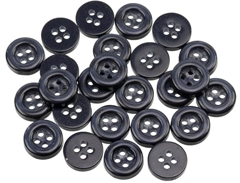 AERZETIX - C67935-25er-Pack runde Nähknöpfe Ø11.5x2 mm mit 4 löchern 18L L18 mit rand - farbe dunkelblau - aus kunststoff - öffnung 1.8 mm - kurzwaren nähen kleidung dekoration