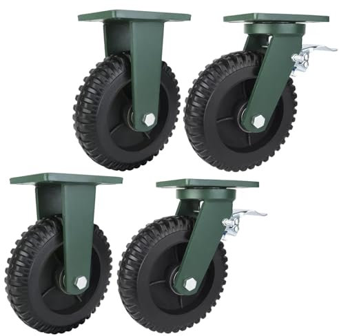 Lenkrolle Mit Bremse 4 Schwerlast Rollen Industrierollen 6 Zoll 8 Zoll Bockrollen Gummi Transportrollen Tragkraft 1800kg Lenkrolle Mit Axialkugellager, 10mm Platten Schwerlastrollen