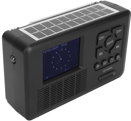 Radio de Manivela Solar Dab FM5.0, Radio de Emergencia Alimentada de 4 Vías con Linterna, Tarjeta de Memoria Reproducción de MP3