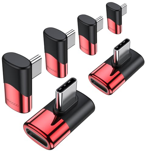 MOGOOD USB-C Winkeladapter 90°,40Gbps, 100W, 8K, 6er Set Laptop Kabel Rot | Aluminiumgehäuse, Thunderbolt 3/4, kompatibel mit Steam Deck, Switch, MacBook, iPad, VR, Gaming, Büro, Reisen, Daten, Laden