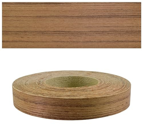 Mprofi MT® Kantenumleimer Teak | 22 mm x 5 m | Echtholz Furnier Kantenband | Bügelkantenumleimer für Regale und Möbelplatten | Kantenumleimer mit Schmelzkleber | Bügelkante für Möbel – TK/22/5