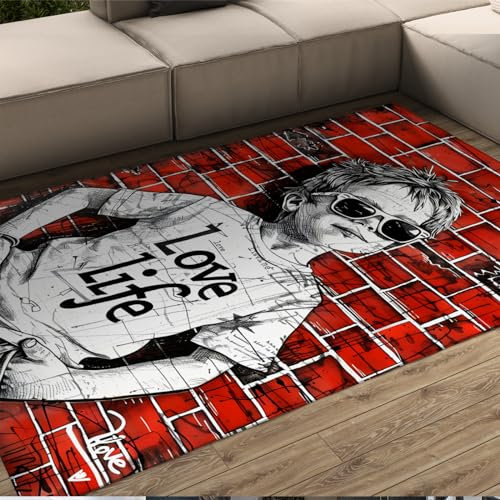 HOBBOY Kinderzimmerteppich Roter Teppich für Schlafzimmer Wohnzimmer Boy Muster Boden Teppiche Pop Art Throw Teppiche Soft Playroom Matte Runner Teppich 180 x 210 cm