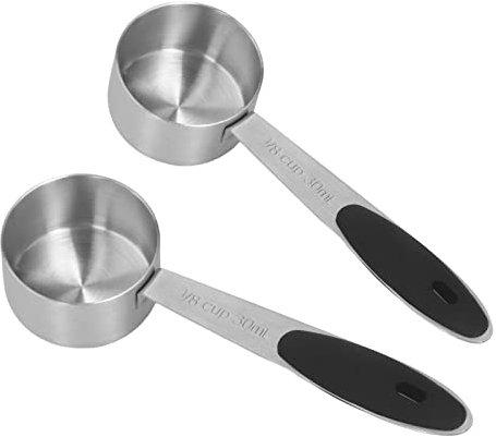 Kaffeebohnen-Messlöffel, 2 Stück, Edelstahl, Kaffee-Messlöffel, 1/8 Tasse, 30 ml Fassungsvermögen, Mess-Esslöffel, Esslöffel für Kaffeebohnen, Milchpulver, Tee