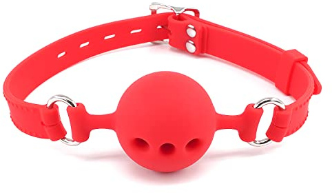 Silikon Bondage Ball knebel mit Atemlöchern, BDSM Spielzeug Sex Knebel für Bondage Fesseln (Rot, S (Ø3,5cm))
