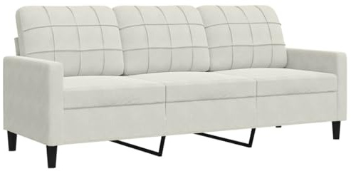 vidaXL Sofa 3-Sitzer, Polstersofa für Wohnzimmer, Couch Loungesofa Metallgestell, Dreisitzer Samtsofa Sitzmöbel, Modern, Creme 180cm Samt