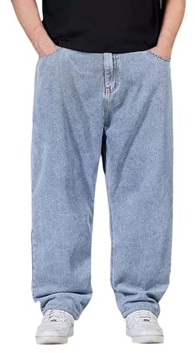 Weite Jeans in Übergröße: gerade Jeans für Herren, klassische Basic-Denim-Jeans, klassische Passform, Baggy-Jeans für mich, Hip-Hop-Jeans, Streetwear, entspannte Jeans – Jeans für Herren, UK Baggy,