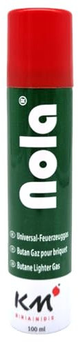 NOLA Gas Universal 100 ml para Mecheros Con 5 Accesorios para Encendedores Recargables y Quemadores de Flambeo, Butano de Alta Pureza, Cartucho 701