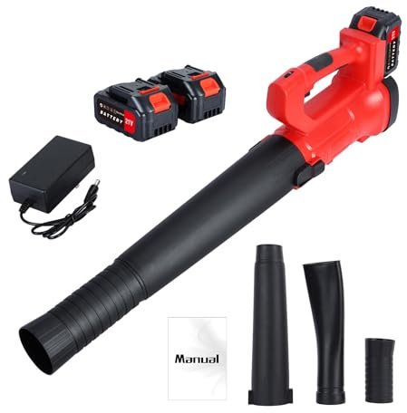 Cordless Leaf Blower Cordless – Electric Leaf Sweeper Blower Clear Leaves for Gardens Patios Gutters Driveways – 320CFM Battery, Charger, 3 Blower Tube Lightweight, Soft Grip Handle, Low on Noise