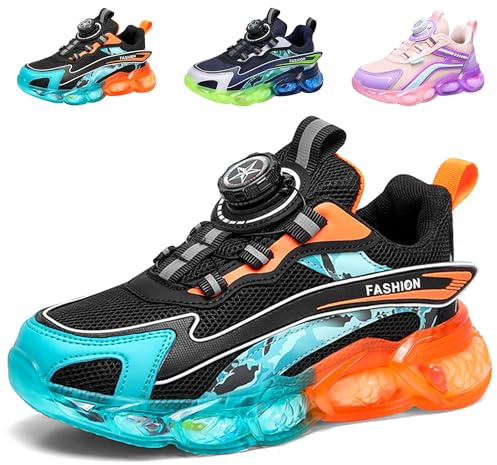 ITSOGOO Zapatillas de Deporte para Niños Zapatillas Niñas Zapatos para Correr Niño Running Atletismo Zapatos Deportivas de Gimnasia Tenis Trotar Runners Trainers Negro 34