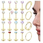 JeweBella 16 g Helix piercingar kirurgiskt stål tragus piercing guld silver conch labenpiercing näspiercing septum läpppiercing medicinska örhängen piercing öra Medusa öronpiercing set, Kubisk