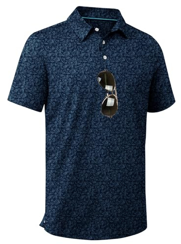ZITY Men's Golf Shirts Short Sleeve Print Patterns Casual Collared Polo 2XL