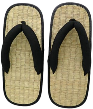 LOVIVER Paire De Sandales Geta Japonaises Légères et Respirantes Unisexe, Semelle en Mousse Ouverture à Bout Ouvert, Noires, Taille L (40-41)
