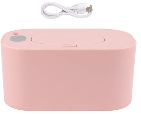 7,9 x 4,7 x 3,9 Zoll Baby-Feuchttücher-Wärmer und Baby-Feuchttücher-Spender, ABS-Baby-Feuchttücher-Wärmer für Babys, USB-betrieben, konstante Temperatur, große Kapazität, mit (Rosa)