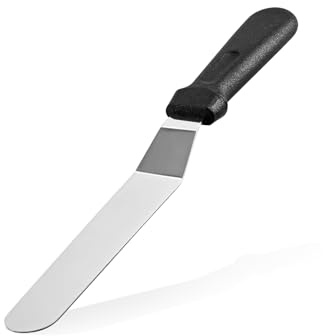 Spatule à glaçage à gâteau de 15,2 cm – Couteau à glaçage en acier inoxydable noir avec manche en bois mat – Parfait pour étaler la crème au beurre, la confiture, le chocolat et les sauces