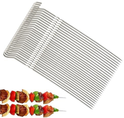 30 Sticks 38cm Brochetas Barbacoa Planas Acero Inox, Brochetas Metal, Brochetas de la Parrilla, Brochetas Kebab, Pinchos Barbacoa, accesorios para horno colgante y parrillas (Para horno colgante)