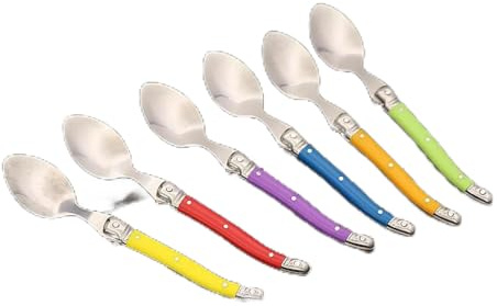 QXWD - Juego de 6 piezas de café Laguiole de acero inoxidable con mango de plástico para vajilla de té, cuchara pequeña colorida