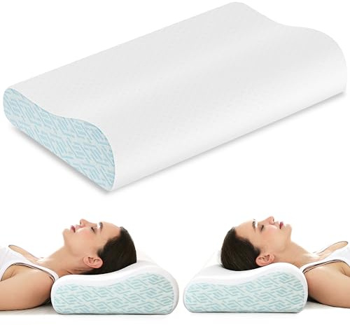Joynox Almohada Cervical Ergonómica para Dormir de Lado, Almohadas Viscoelastica Ortopedica, Almohada Cervicales y Cuello, Funda Transpirable de Nylon y Spandex