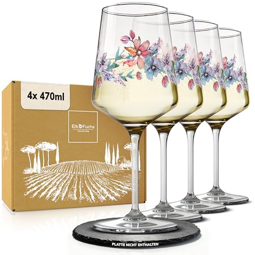 ElbFuchs® Aperitifgläser (4x470 ml) Serie Spring Harmony [GESCHENKIDEE] Spülmaschinenfest & robust, Bunte Wein- und Cocktailgläser beliebt für Spritz-Getränke, Hugo, Negroni, Limoncello, u.v.m.