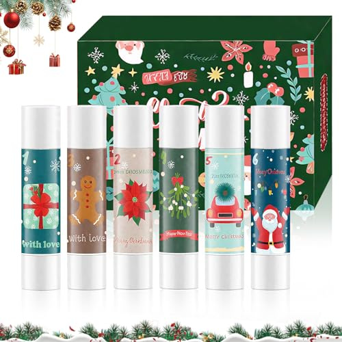 Juego de bálsamo labial de Navidad, 6 unidades de bálsamo labial hidratante, juego de regalo de Navidad, bálsamo labial, bálsamo labial hidratante, cuidado de los labios, perfecto regalo de Navidad