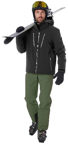 killtec Skidbyxor/funktionella byxor för män med avtagbara remmar, kantskydd, snöfall och benventilation, KSW 82 MN SKI PNTS, skogsgrön, XXL, 43443-000